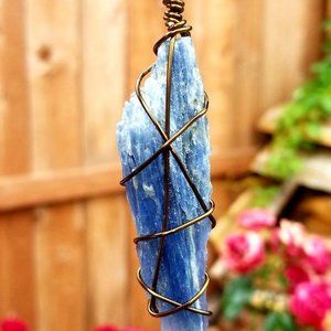 Raw Blue Kyanite Hand Wrapped Crystal Necklace
